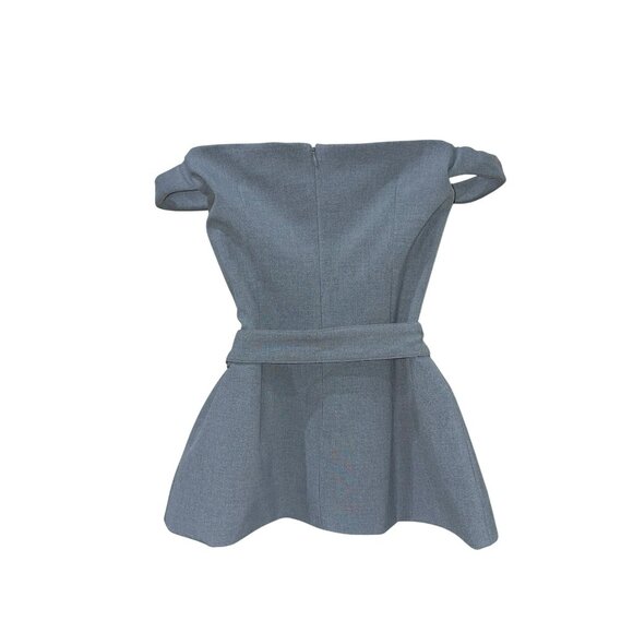 Fifi Off Shoulder Gray Top With Belt By Nicholas Size US 2/AU 6 V-Neck Peplum St - Picture 3 of 9